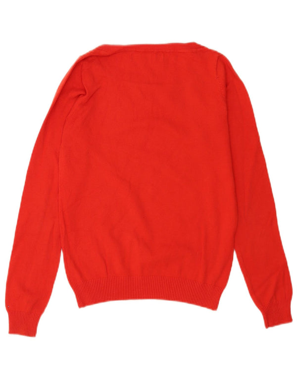 Zara Womens Boat Neck Jumper Sweater UK 8 Small Orange Cotton