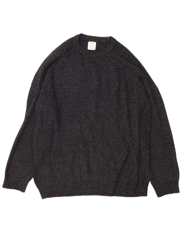 Marks & Spencer Mens Crew Neck Jumper Sweater 2XL Black Flecked Polyamide