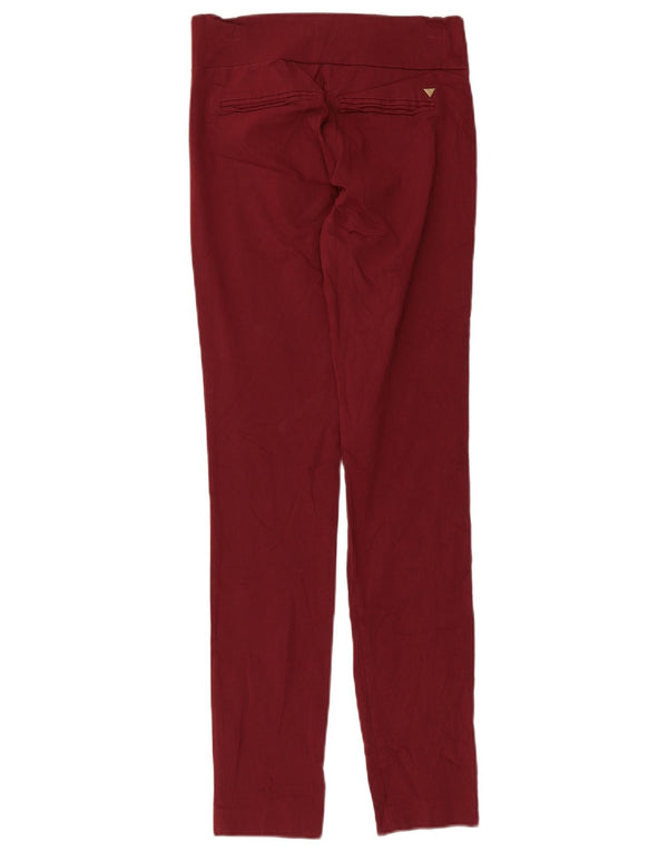 Guess Womens Skinny Casual Trousers Small W24 L29 Burgundy Rayon