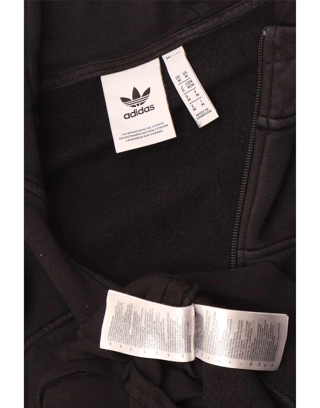 Adidas Mens Zip Hoodie Sweater Medium Black Cotton