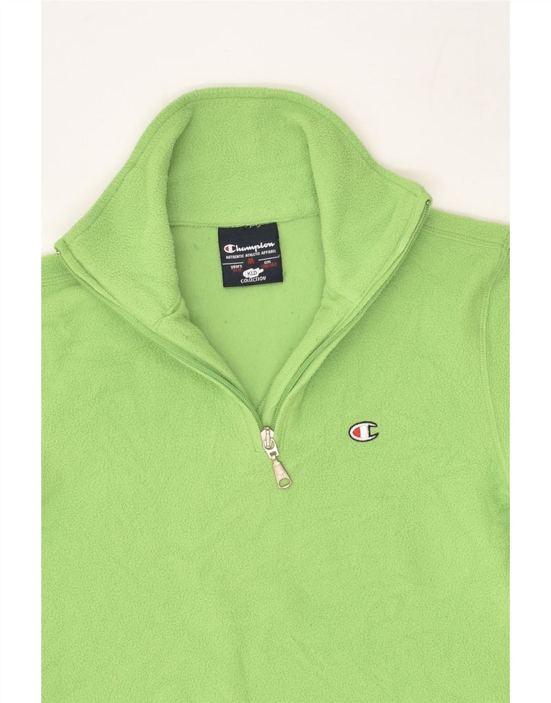 CHAMPION Boys Zip Neck Fleece Jumper 9-10 Years Medium Green | Vintage Champion | Thrift | Second-Hand Champion | Used Clothing | Messina Hembry 