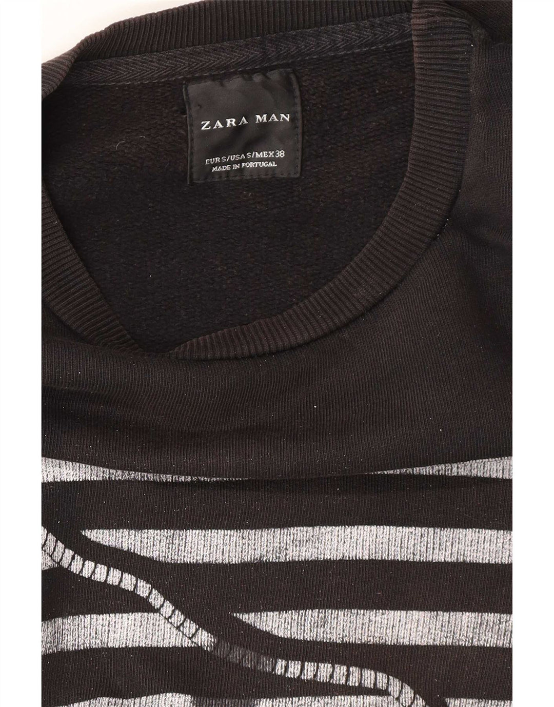 Zara Mens Graphic Sweatshirt Jumper Small Black