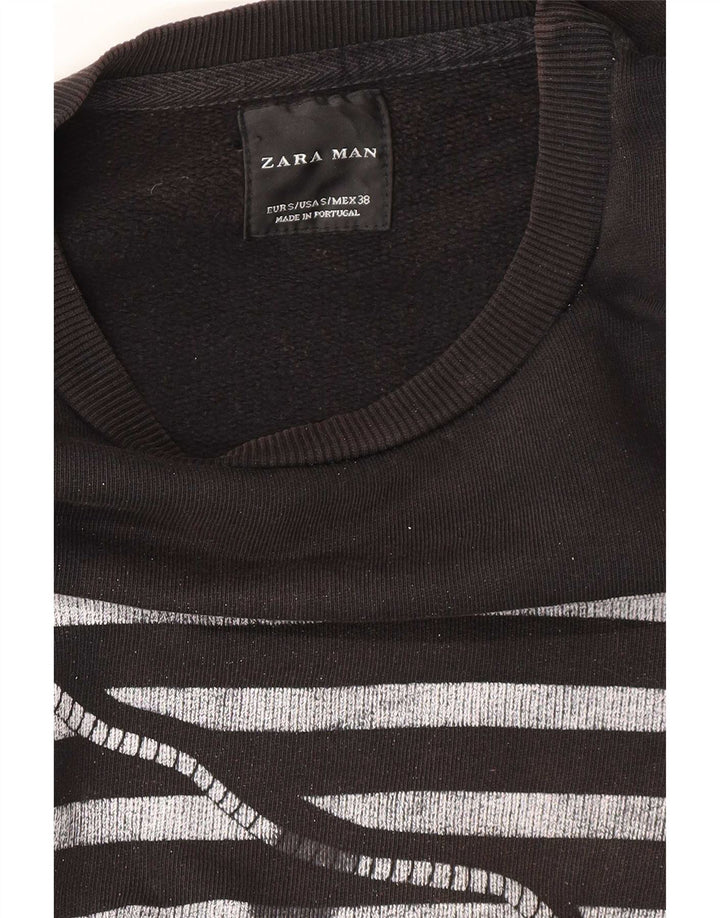 Zara Mens Graphic Sweatshirt Jumper Small Black