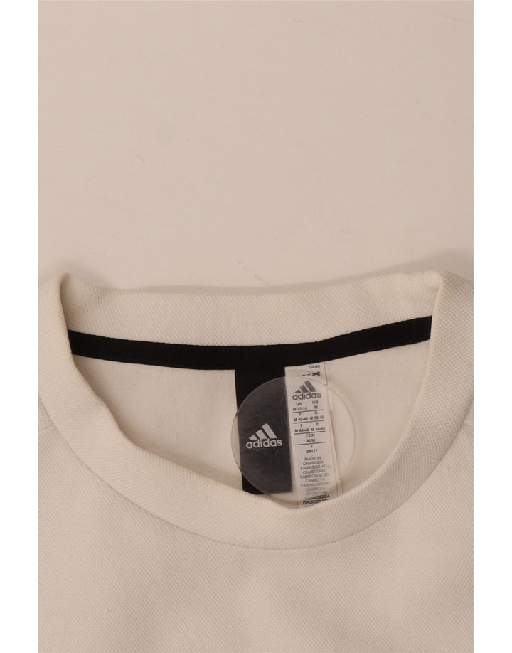 Adidas Womens Graphic Sweatshirt Jumper UK 12/14 Medium White Cotton