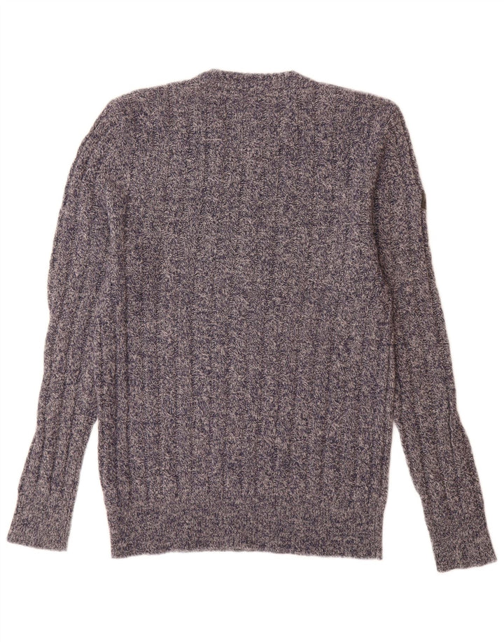 Superdry Mens Crew Neck Jumper Sweater Large Navy Blue Flecked Lambswool