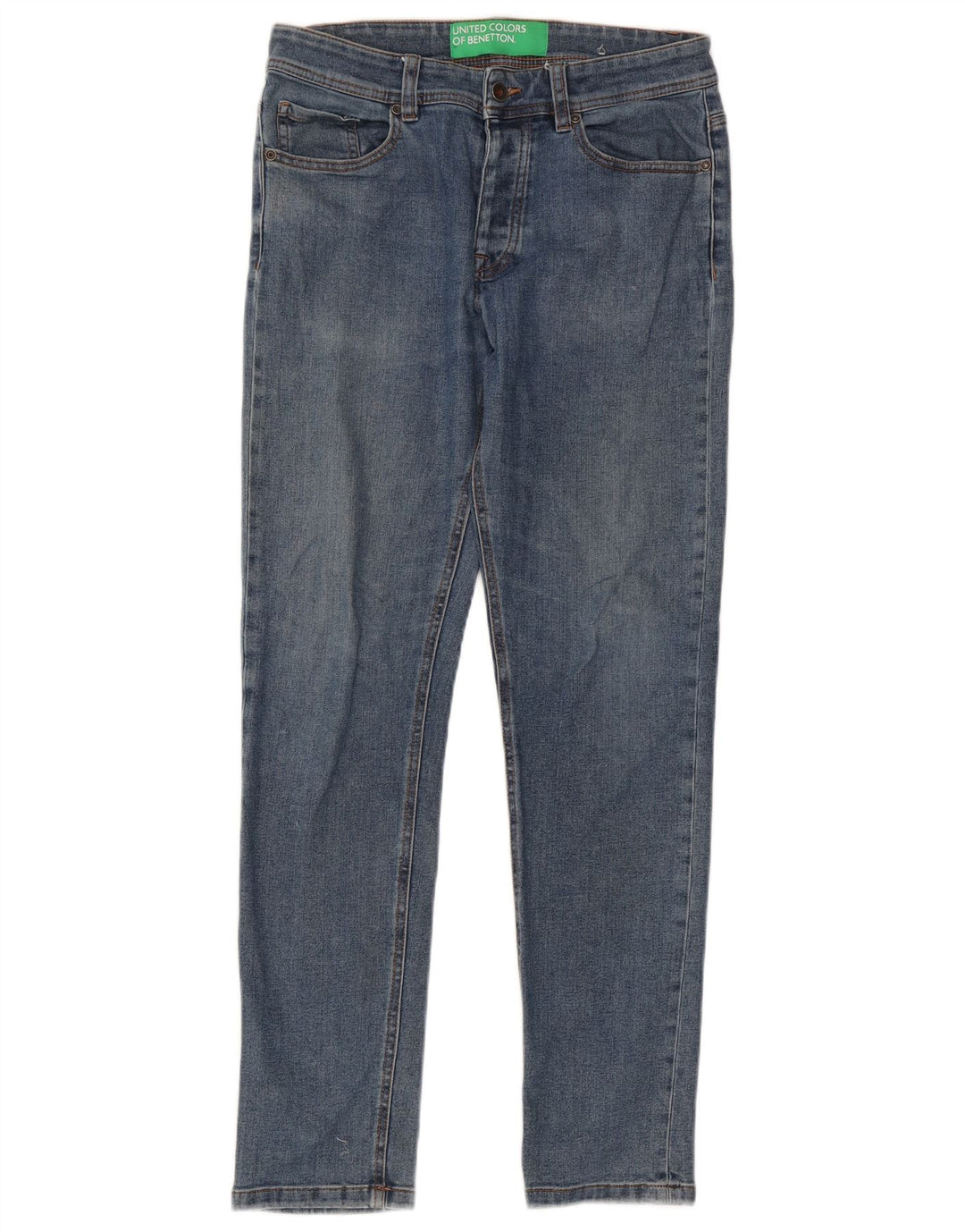 Benetton Mens Slim Jeans W31 L30 Blue Cotton