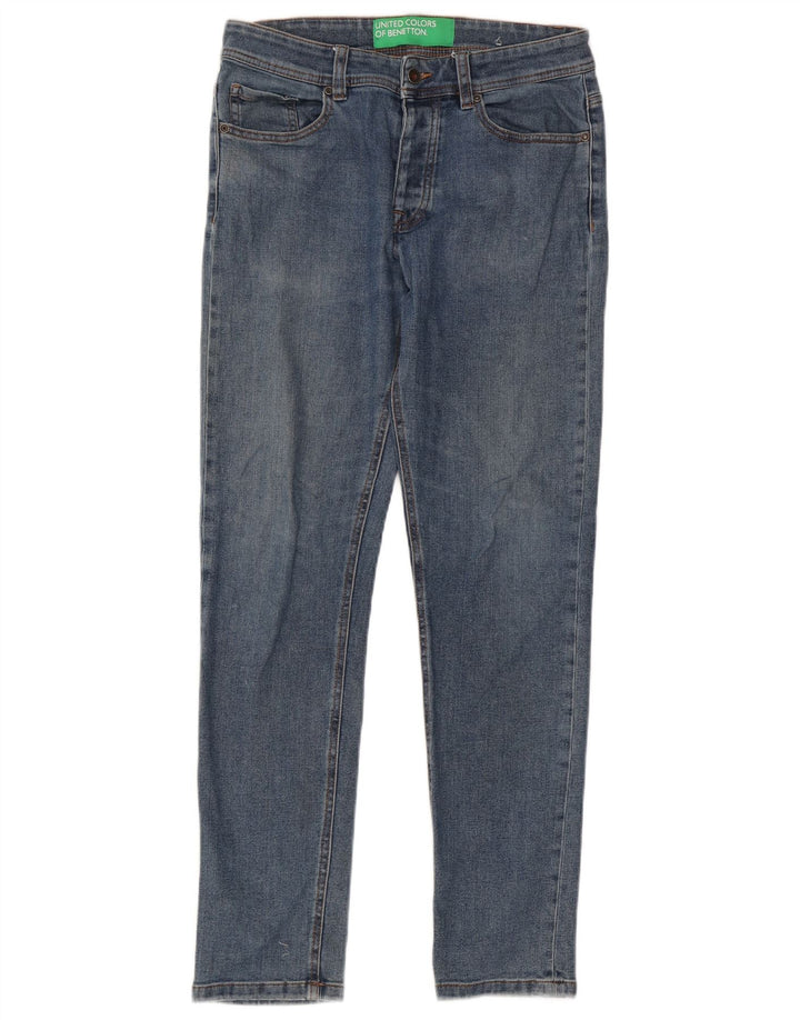 Benetton Mens Slim Jeans W31 L30 Blue Cotton