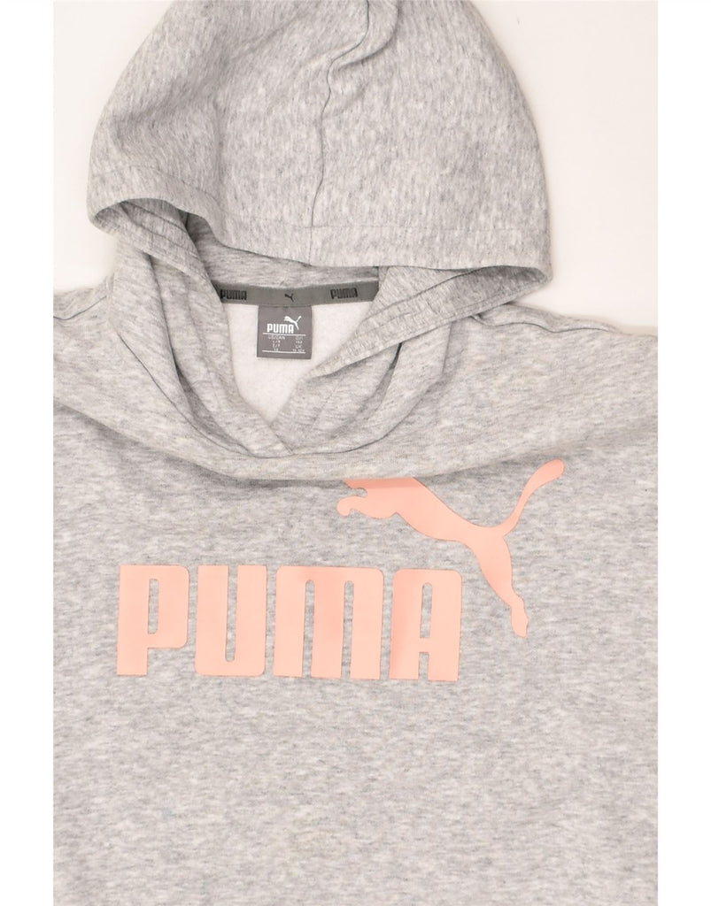 PUMA Girls Graphic Hoodie Jumper 11-12 Years Grey Cotton | Vintage Puma | Thrift | Second-Hand Puma | Used Clothing | Messina Hembry 