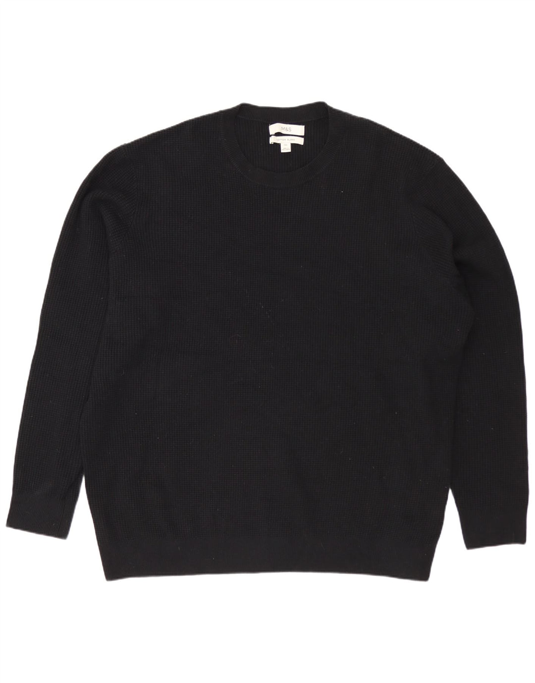 Marks & Spencer Mens Crew Neck Jumper Sweater 3XL Black Cotton