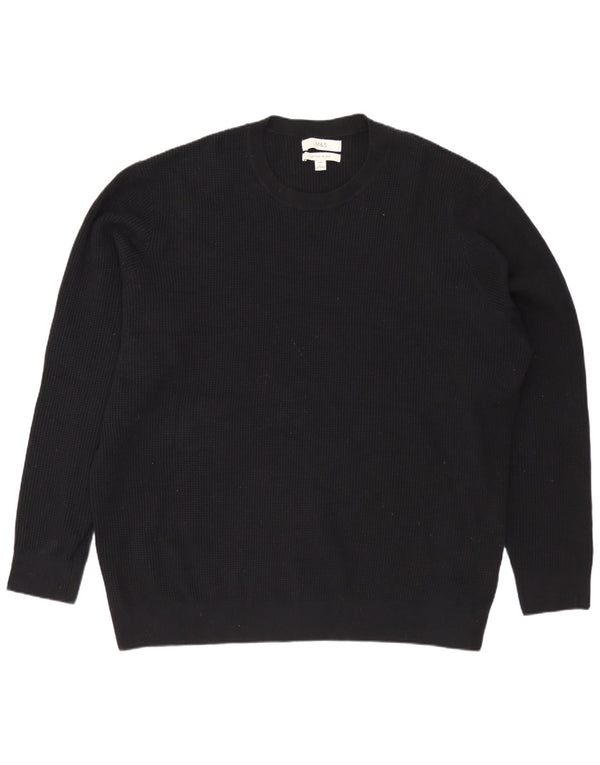 Marks & Spencer Mens Crew Neck Jumper Sweater 3XL Black Cotton