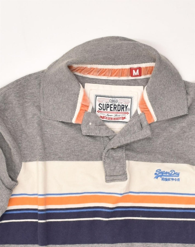 SUPERDRY Mens Polo Shirt Medium Grey Striped Cotton | Vintage Superdry | Thrift | Second-Hand Superdry | Used Clothing | Messina Hembry 