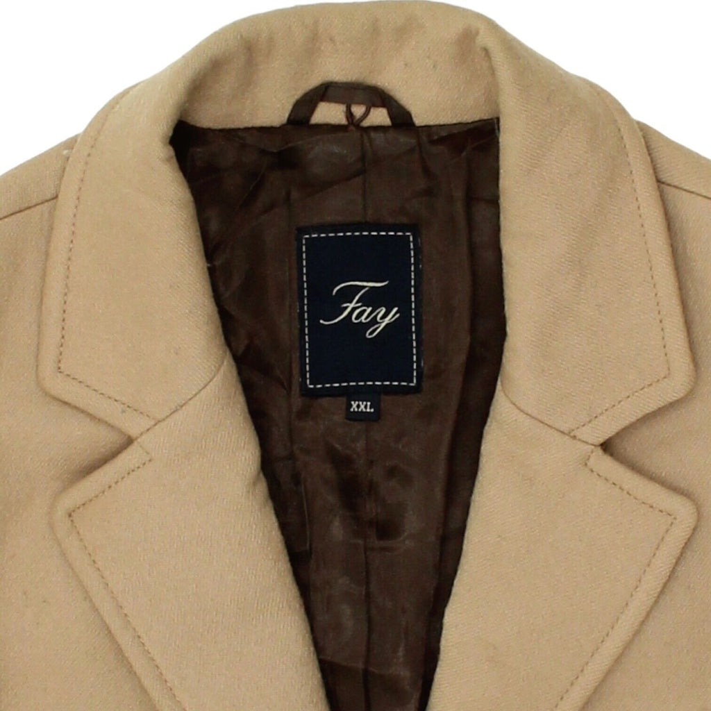 Fay Womens Long Beige Button Up Overcoat | Vintage High End Designer Coat VTG | Vintage Messina Hembry | Thrift | Second-Hand Messina Hembry | Used Clothing | Messina Hembry 