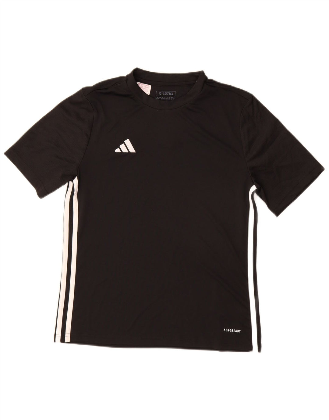 ADIDAS Boys Aeroready T-Shirt Top 13-14 Years Black Polyester