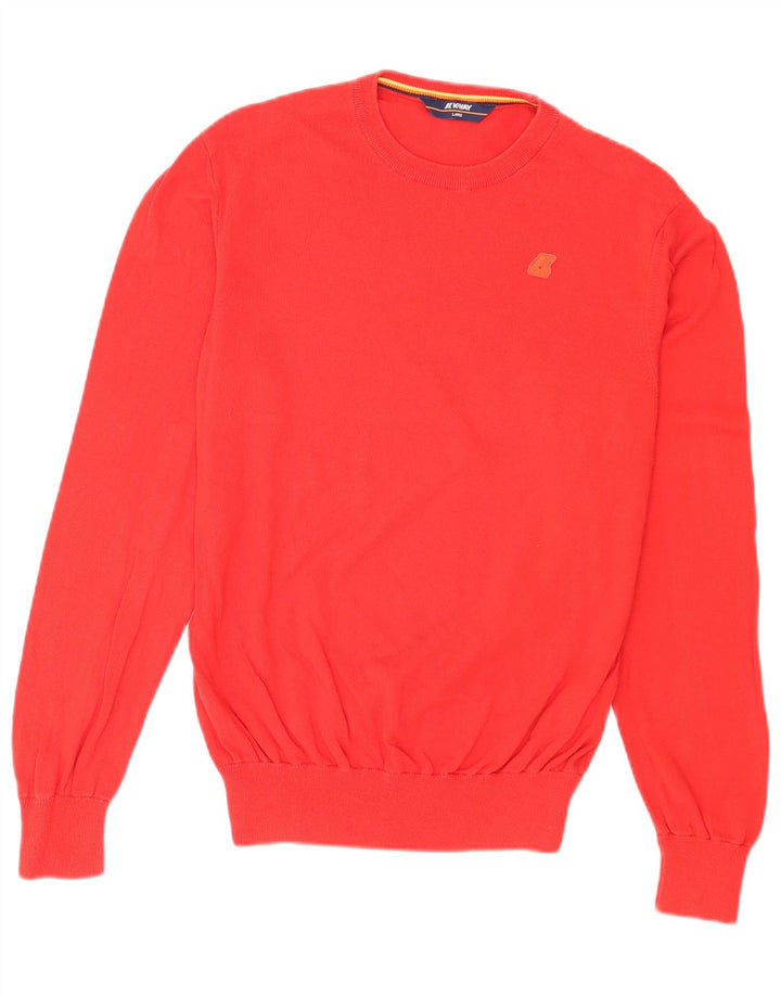 K-Way Mens Crew Neck Jumper Sweater Large Red Cotton