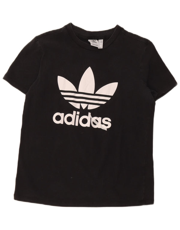 Adidas Womens Graphic T-Shirt Top UK 14 Medium Black Cotton