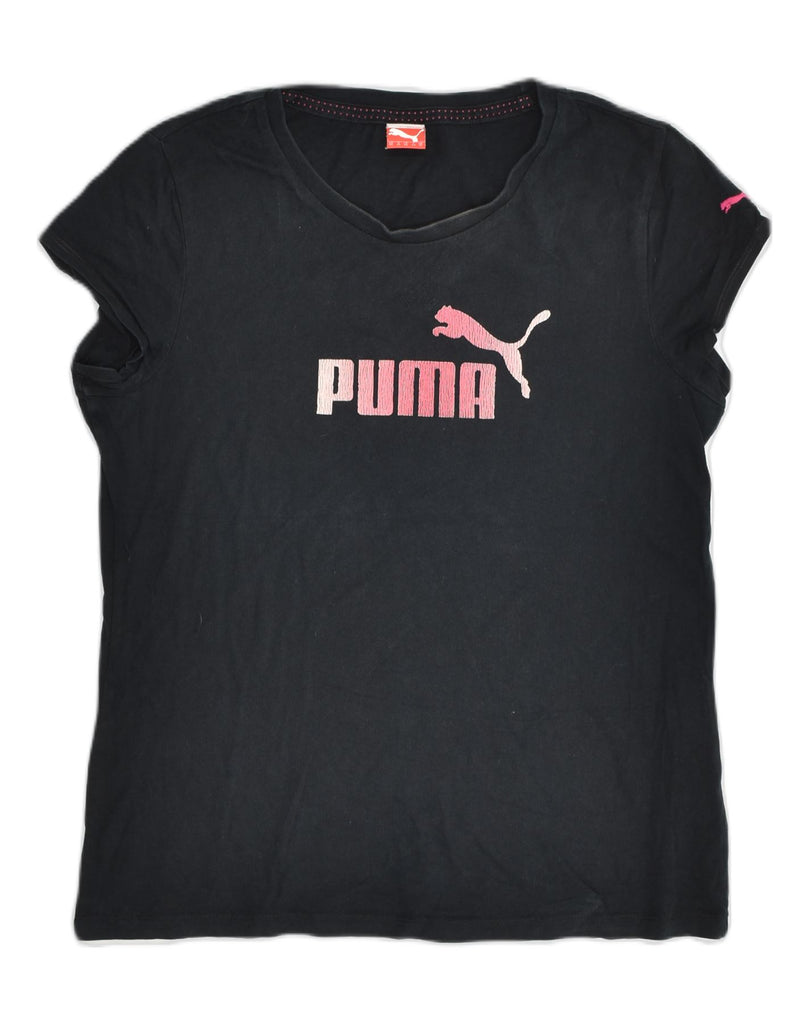 PUMA Womens Graphic T-Shirt Top UK 16 Large Black Cotton | Vintage Puma | Thrift | Second-Hand Puma | Used Clothing | Messina Hembry 