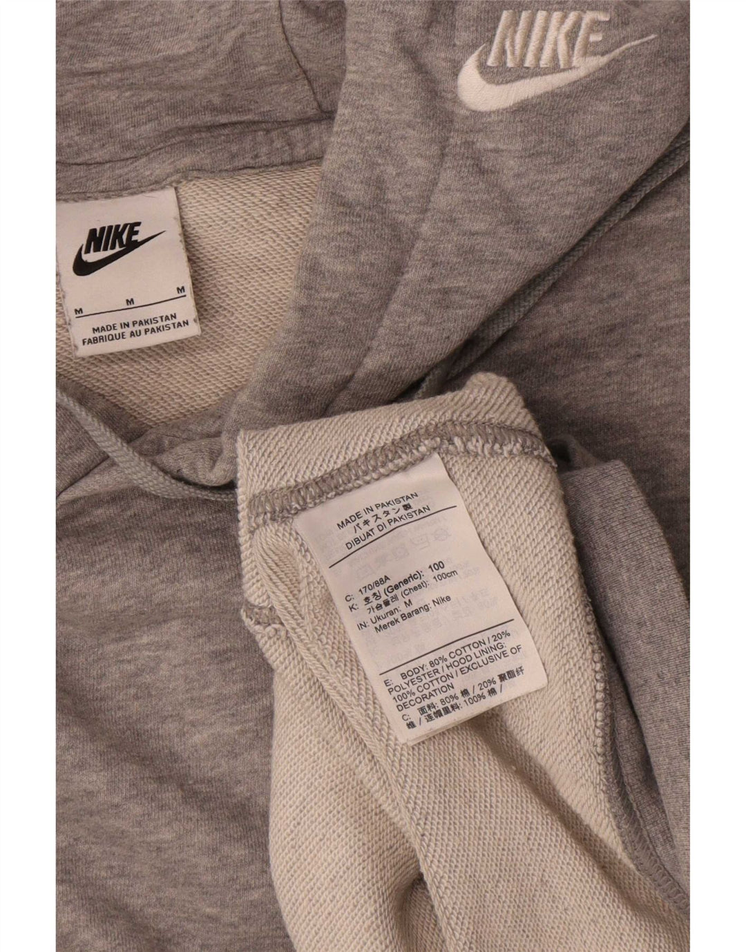 Nike Mens Hoodie Jumper Medium Grey Cotton