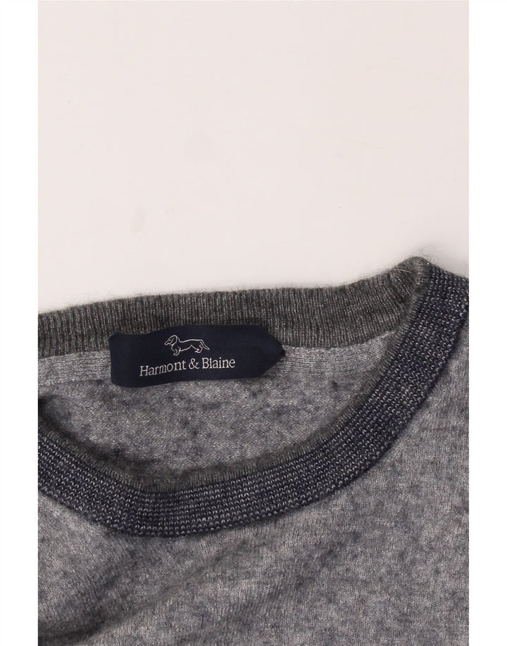 HARMONT & BLAINE Mens Crew Neck Jumper Sweater Small Grey Vintage Harmont & Blaine and Second-Hand Harmont & Blaine from Messina Hembry 