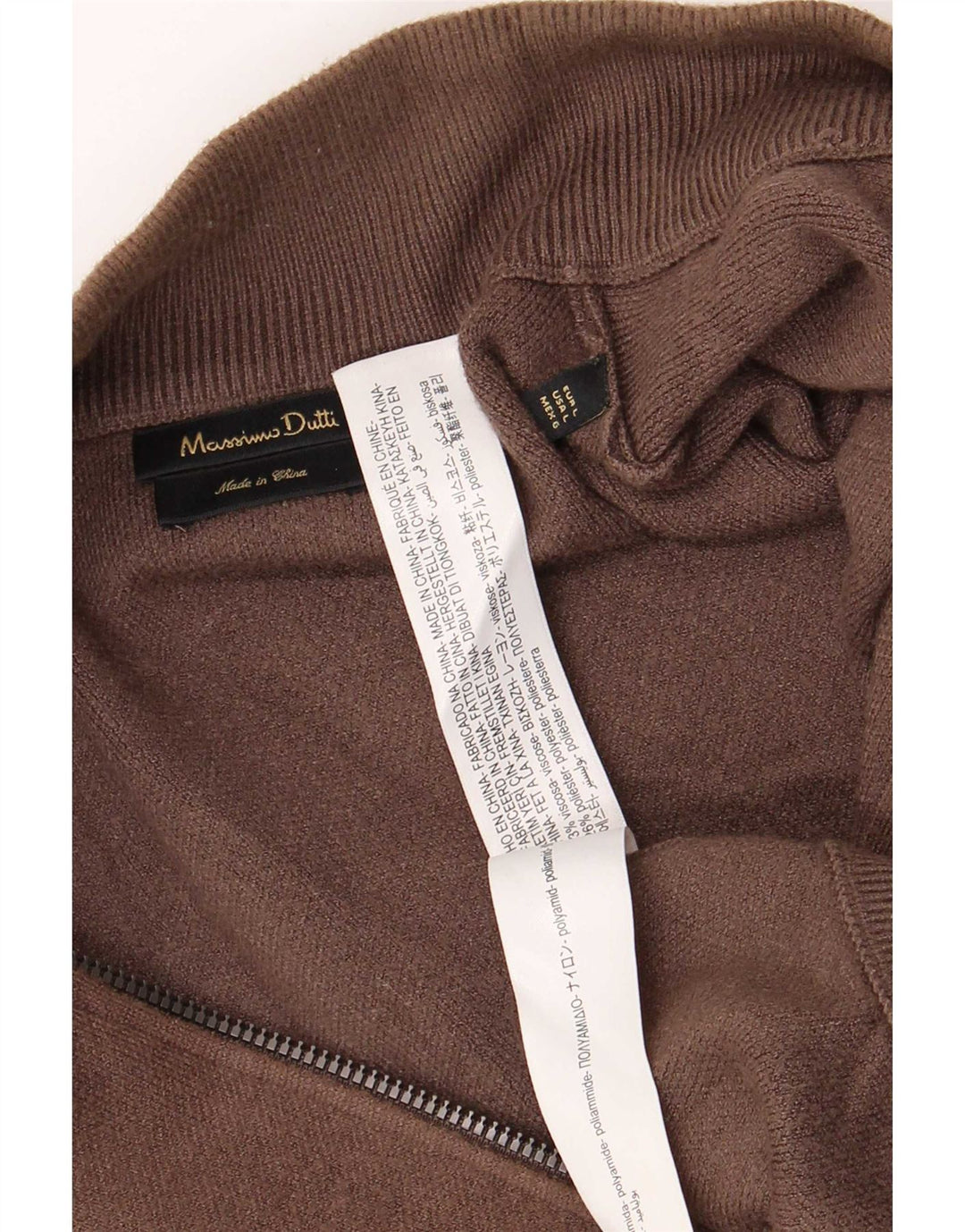 Massimo Dutti Mens Cardigan Sweater Large Brown Viscose
