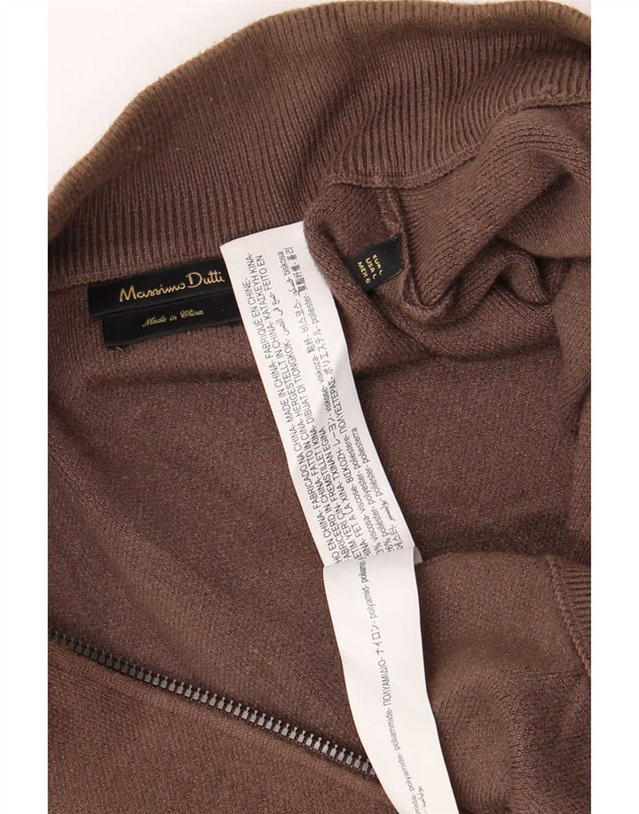 Massimo Dutti Mens Cardigan Sweater Large Brown Viscose
