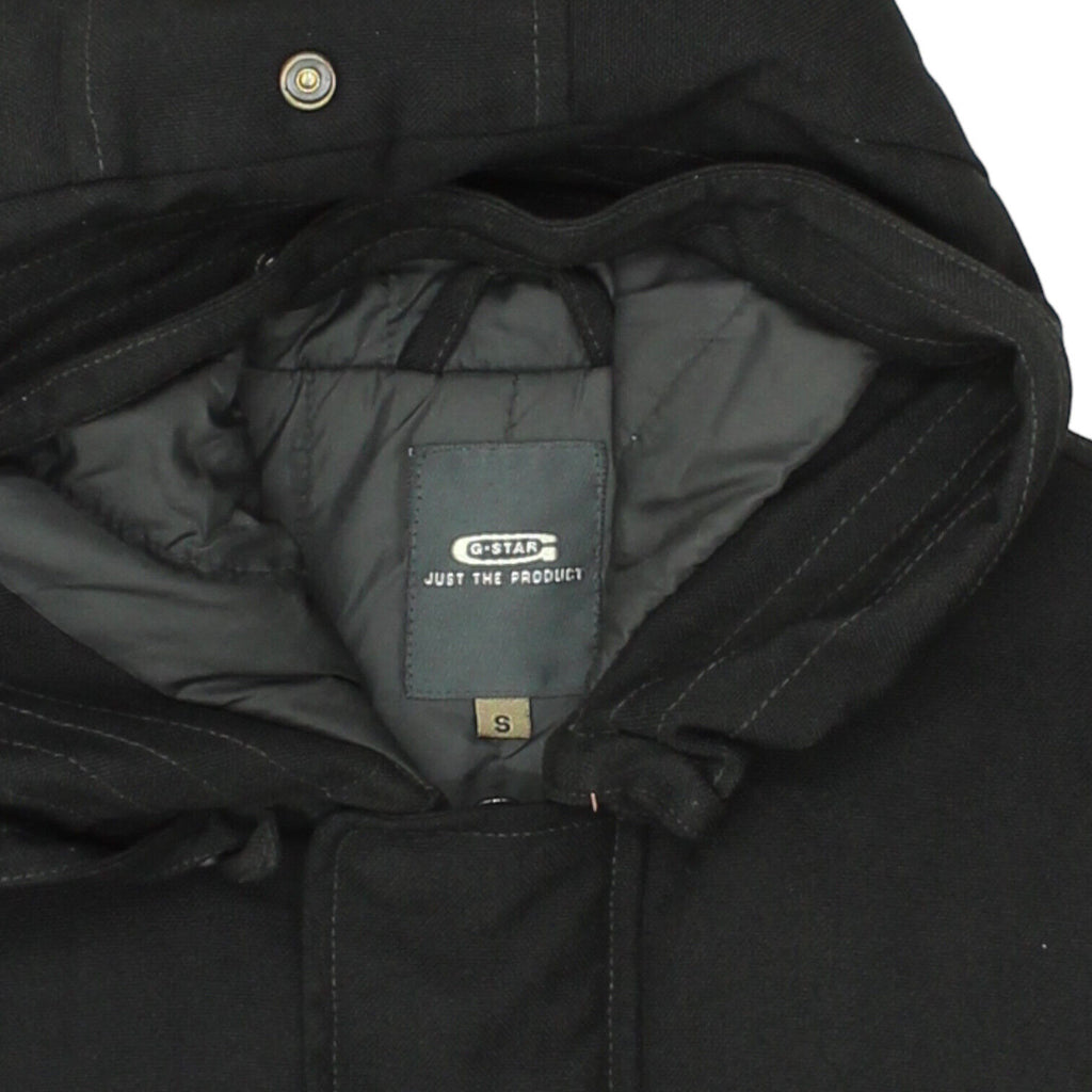 G-Star Mens Black Hooded Mid Length Quilted Coat | Vintage High End Designer VTG | Vintage Messina Hembry | Thrift | Second-Hand Messina Hembry | Used Clothing | Messina Hembry 