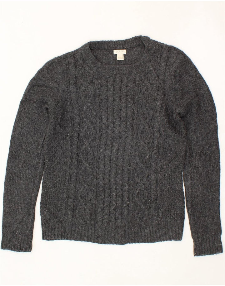 J. CREW Womens Crew Neck Jumper Sweater UK 10 Small Grey Viscose Vintage J. Crew and Second-Hand J. Crew from Messina Hembry 