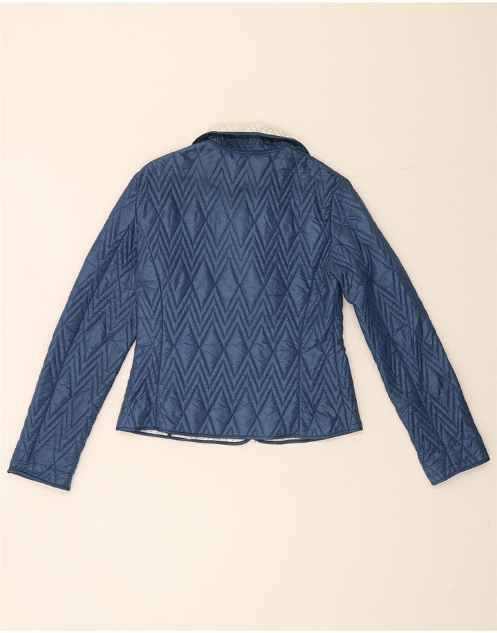 Trussardi Jeans Womens Quilted Jacket IT 42 Medium Blue Colourblock