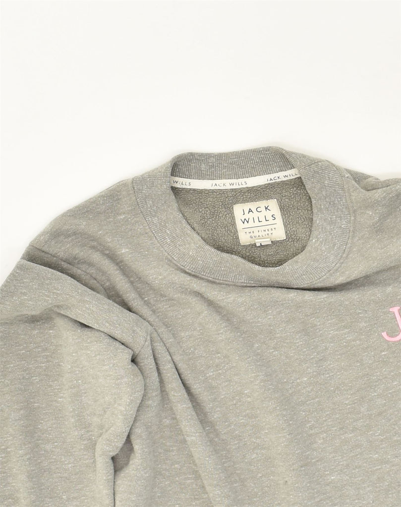 JACK WILLS Womens Sweatshirt Jumper UK 12 Medium  Grey Polyester | Vintage Jack Wills | Thrift | Second-Hand Jack Wills | Used Clothing | Messina Hembry 