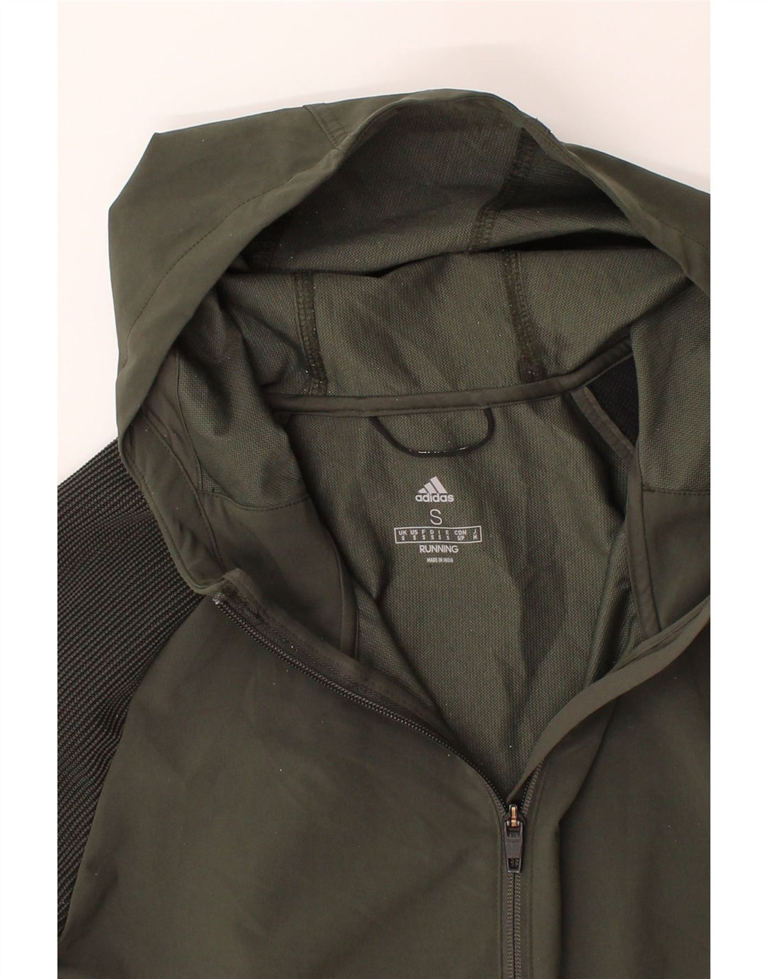 ADIDAS Mens Zip Hoodie Sweater Small Green Colourblock Polyester Vintage Adidas and Second-Hand Adidas from Messina Hembry 