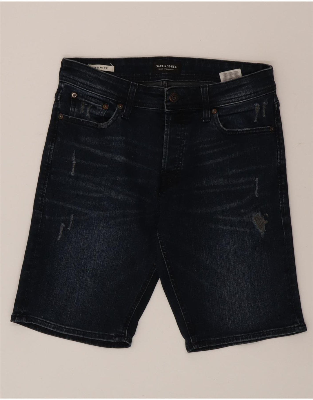 Jack & Jones Mens Regular Fit Denim Shorts Small W29 Navy Blue Cotton