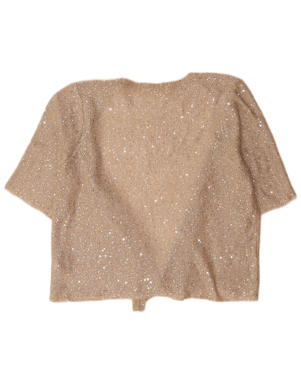 Marks & Spencer Womens Short Sleeve Cardigan Sweater UK 20 2XL Beige