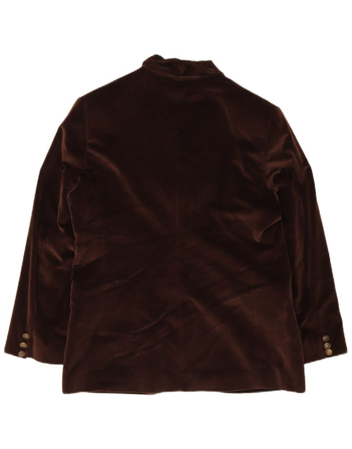 Vintage Womens Velvet 3 Button Blazer Jacket EU 44 XL Brown Wool