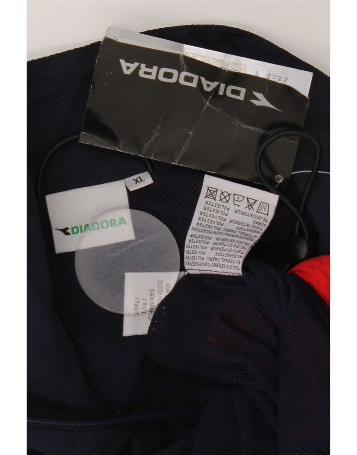 Diadora Mens Tracksuit Top Jacket XL Navy Blue Colourblock Polyester
