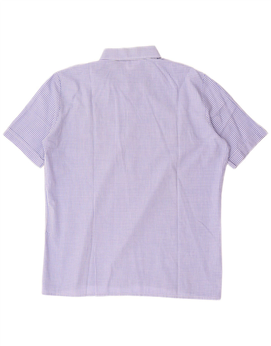 St Michael Mens Short Sleeve Shirt XL Blue Gingham Cotton