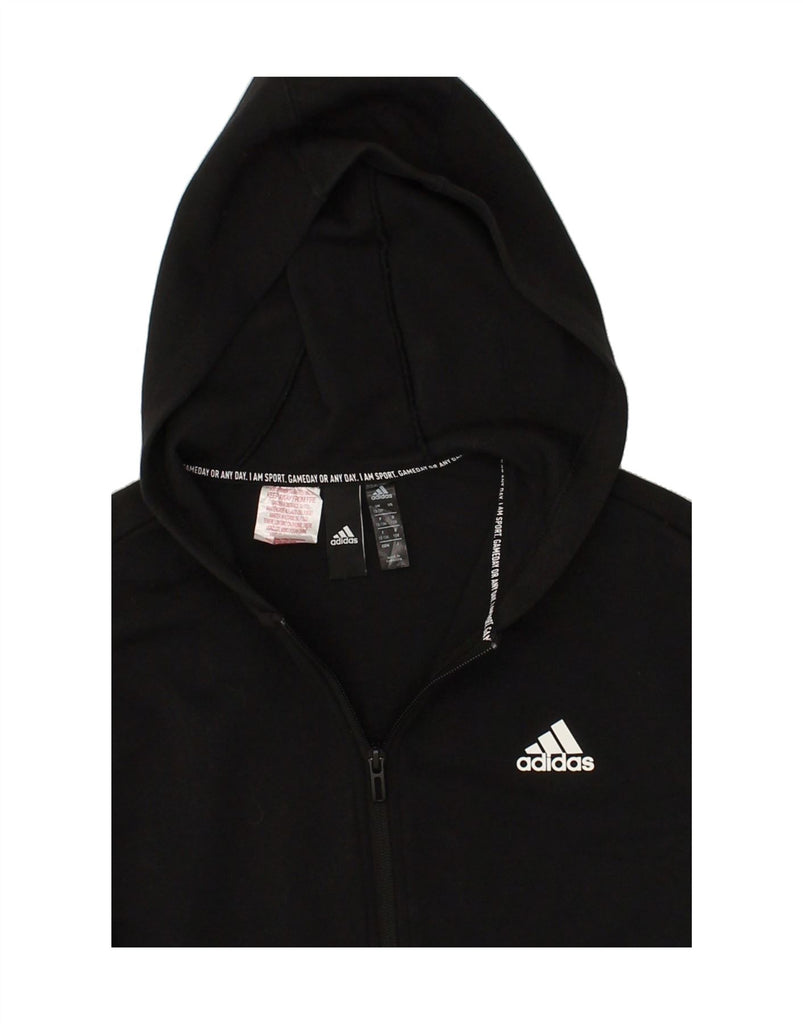 ADIDAS Boys Zip Hoodie Sweater 12-13 Years Black Cotton | Vintage Adidas | Thrift | Second-Hand Adidas | Used Clothing | Messina Hembry 