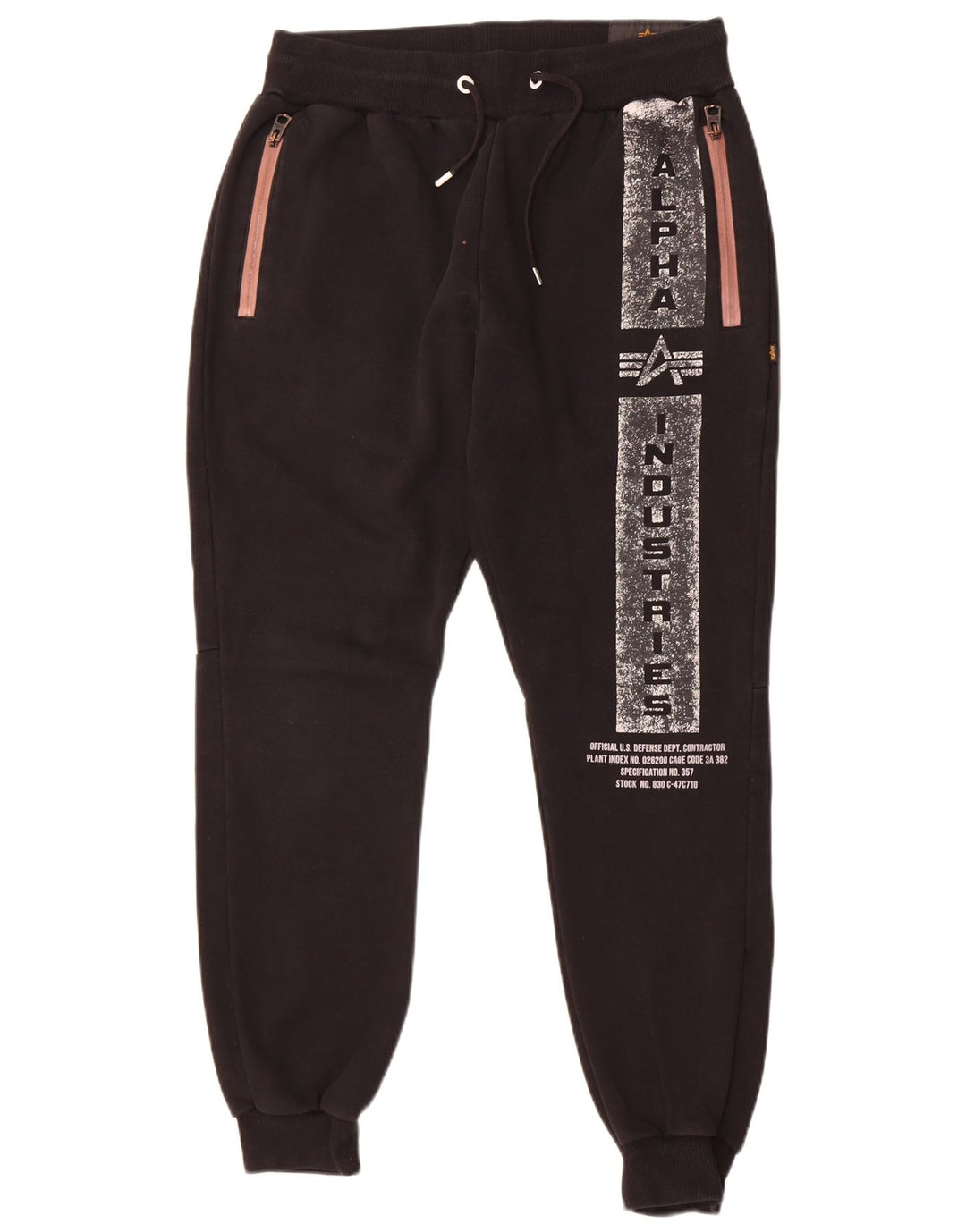 Alpha Industries Mens Graphic Tracksuit Trousers Joggers Medium Black