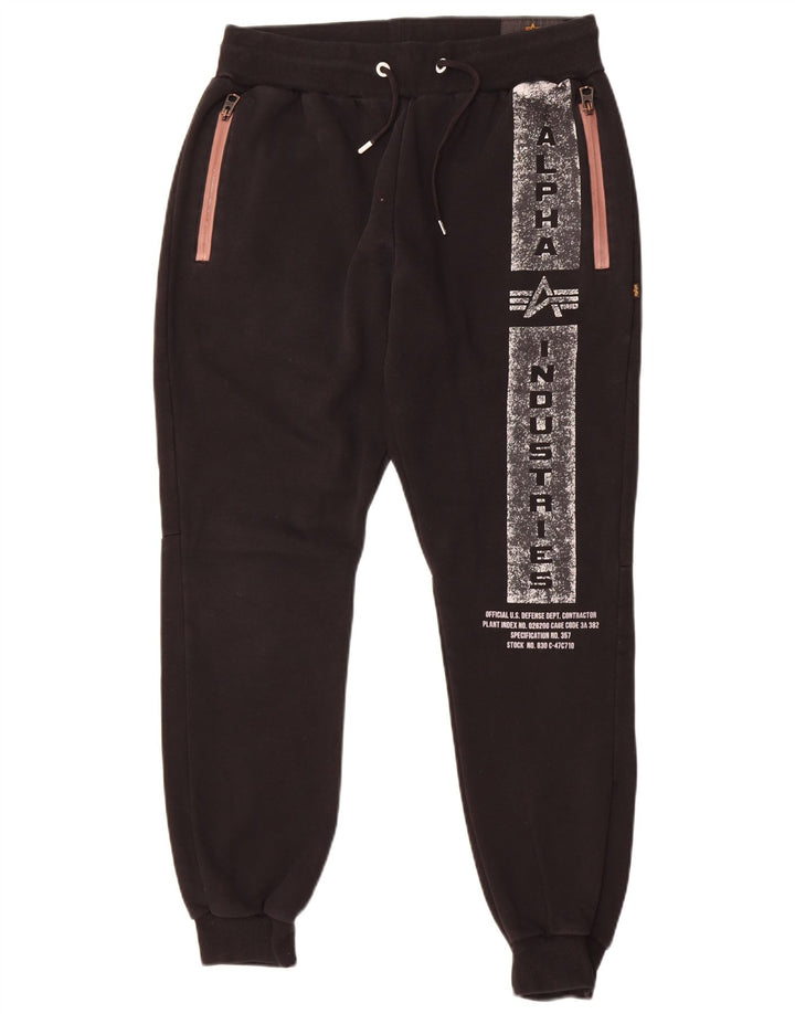 Alpha Industries Mens Graphic Tracksuit Trousers Joggers Medium Black