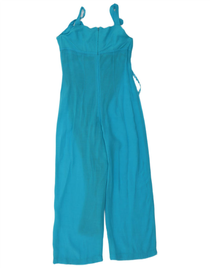 Vintage Womens Sleeveless Jumpsuit UK 12 Medium Blue Linen