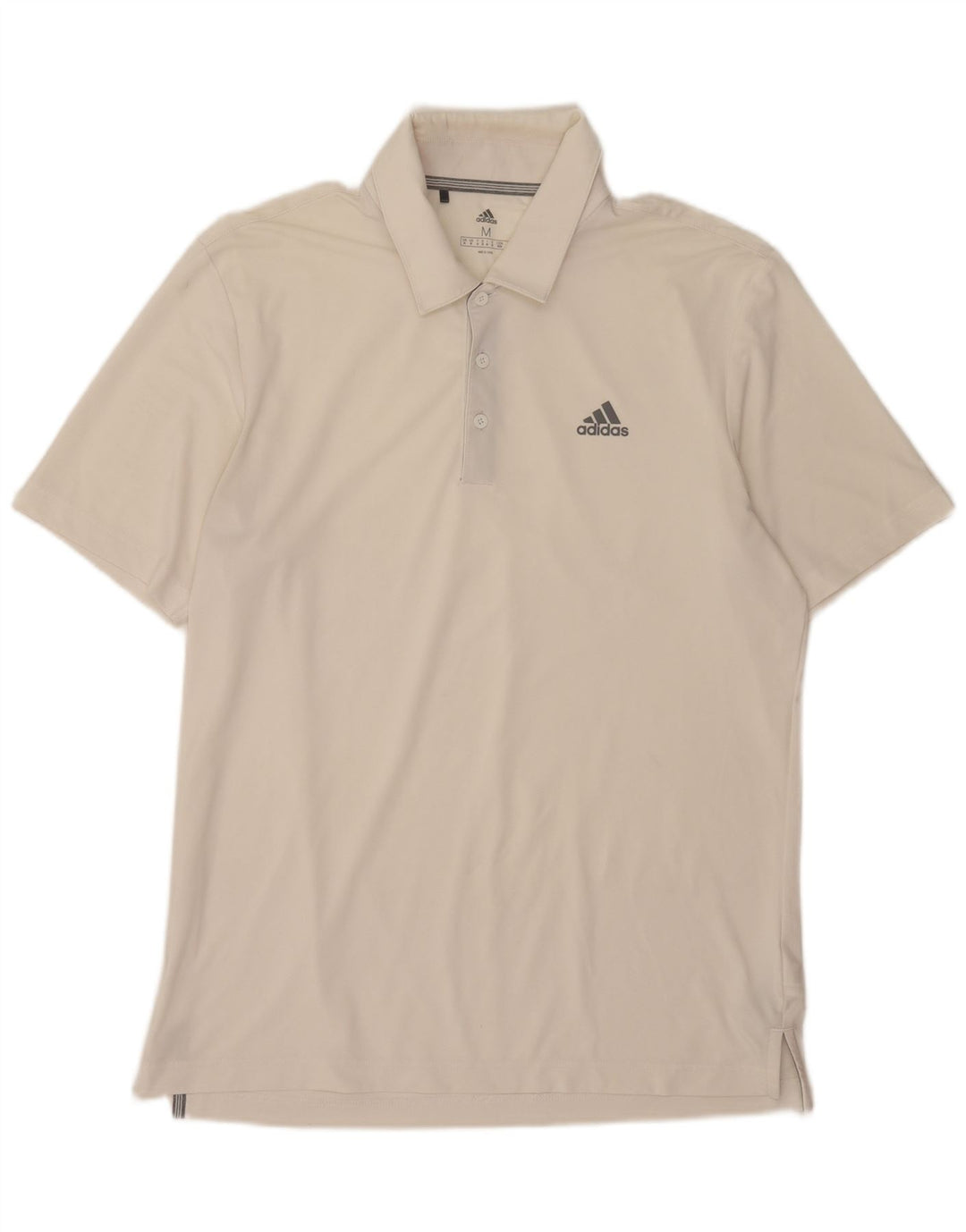 Adidas Mens Polo Shirt Medium White Polyester