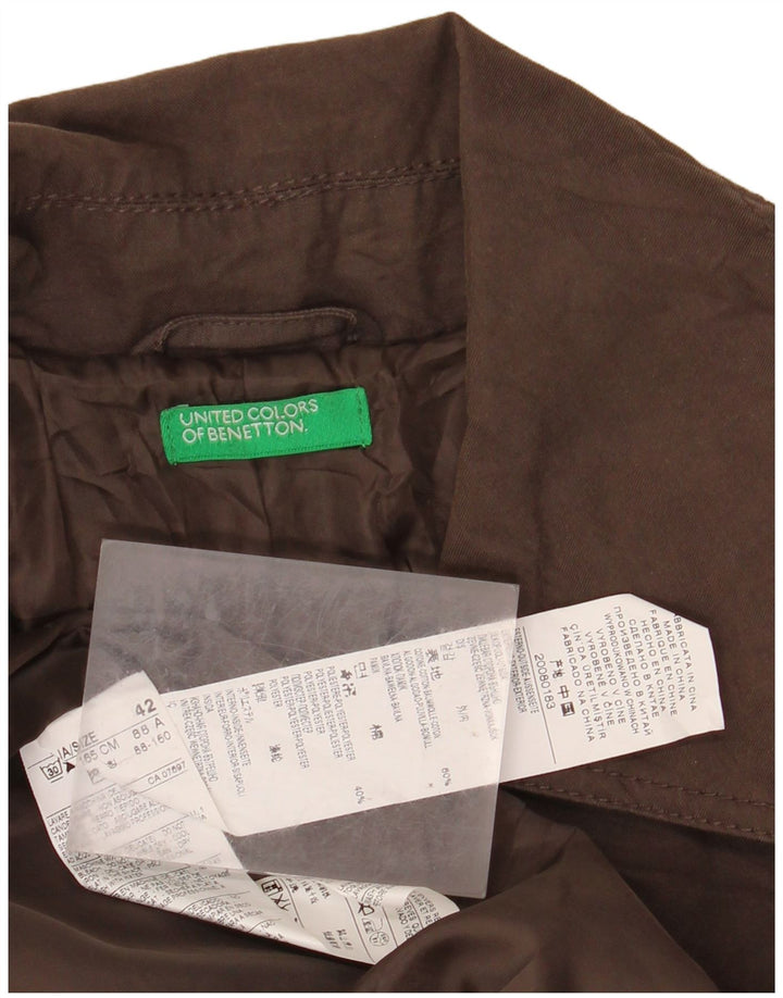 BENETTON Womens Trench Coat IT 42 Medium Brown Cotton