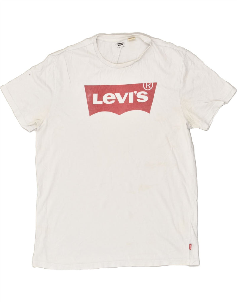 LEVI'S Mens Graphic T-Shirt Top Large Off White Cotton | Vintage Levi's | Thrift | Second-Hand Levi's | Used Clothing | Messina Hembry 