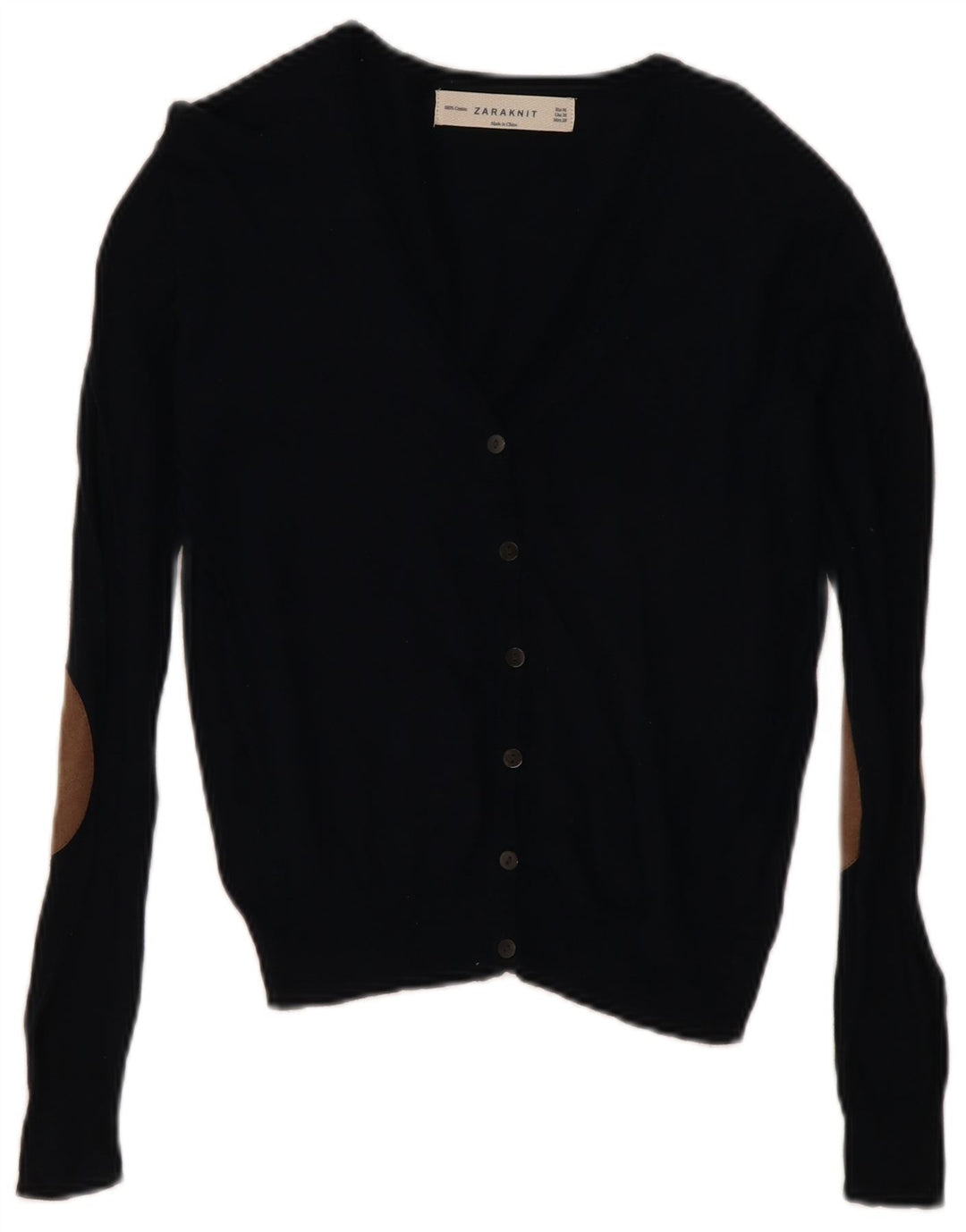 Zara Womens Cardigan Sweater UK 12 Medium Navy Blue Cotton