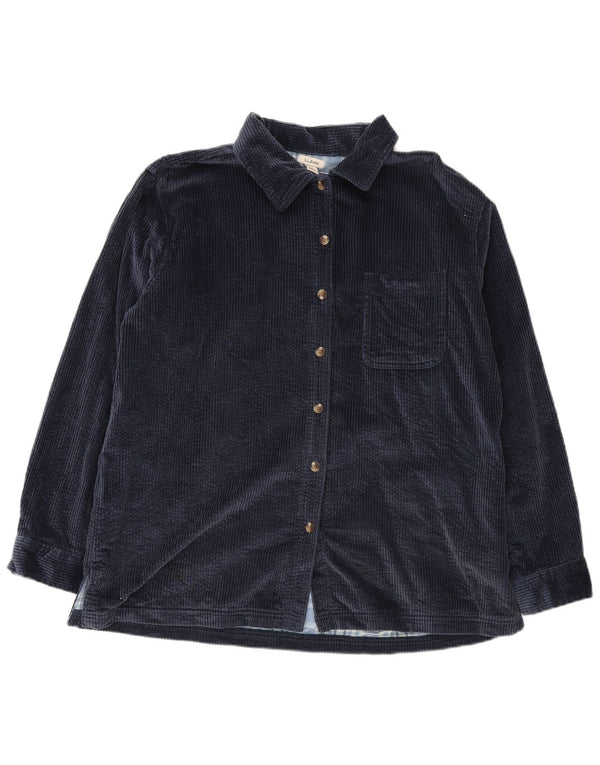 L.L.Bean Mens Corduroy Shirt Large Navy Blue Cotton
