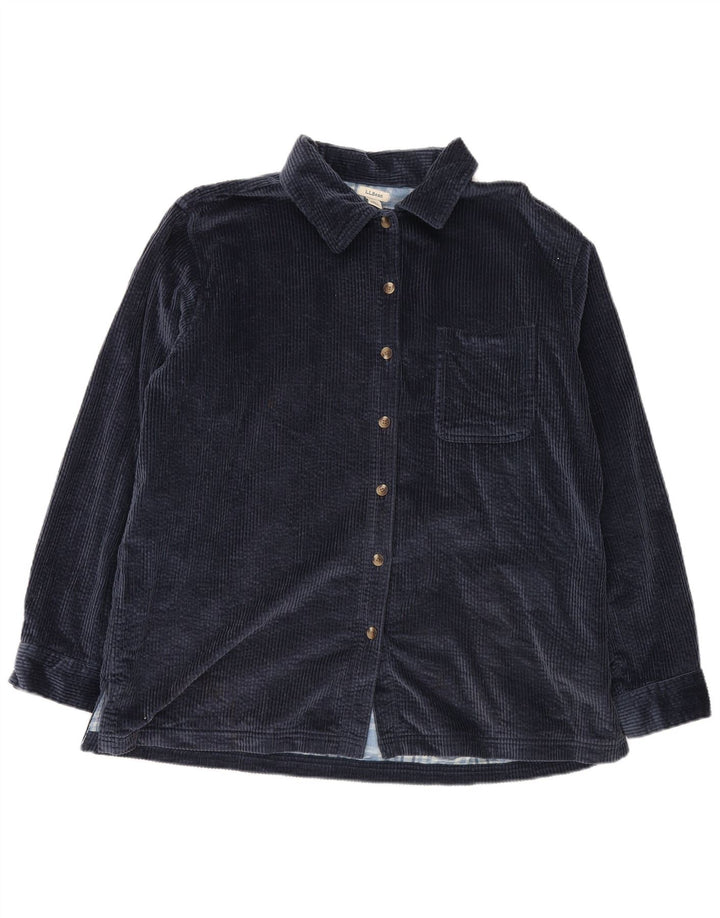 L.L.Bean Mens Corduroy Shirt Large Navy Blue Cotton
