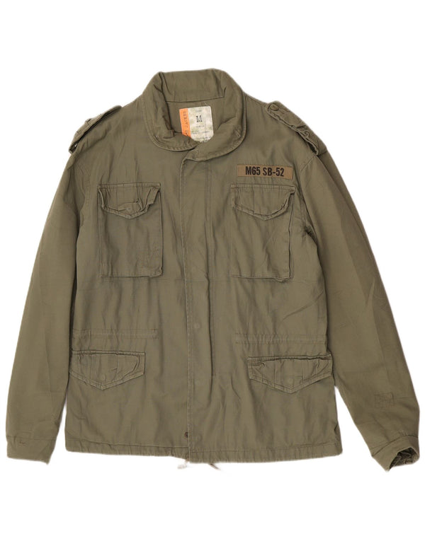 VINTAGE Mens Military Jacket UK 38 Medium Khaki Cotton