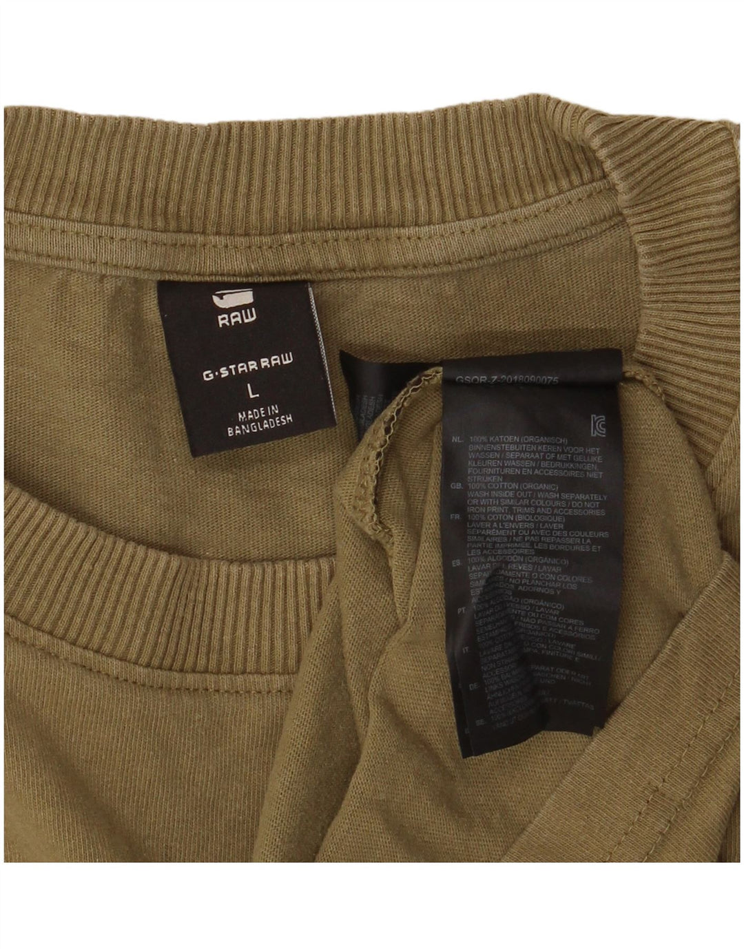 G-Star Mens T-Shirt Top Large Khaki Cotton