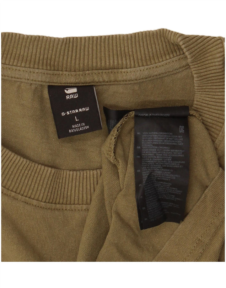 G-Star Mens T-Shirt Top Large Khaki Cotton