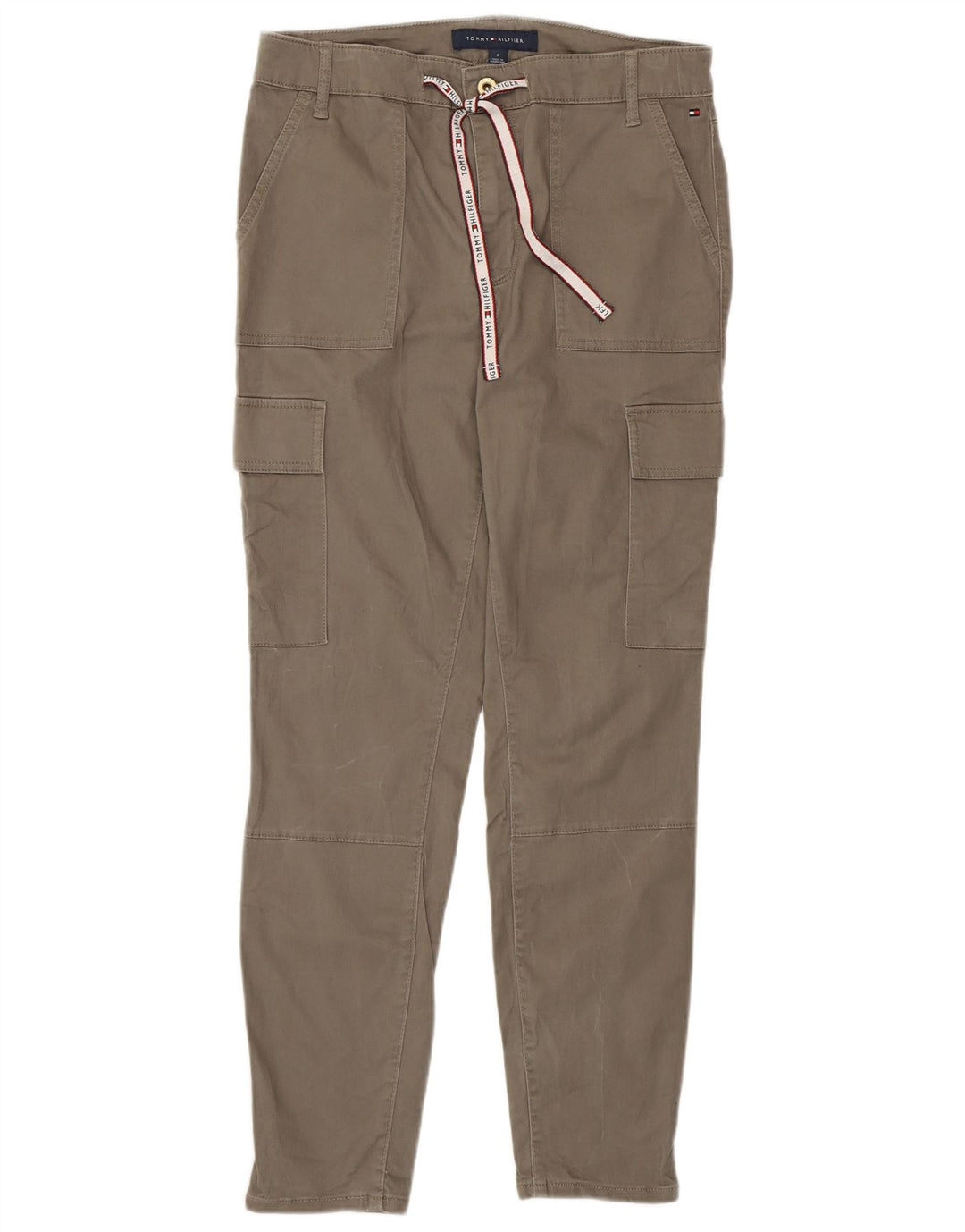 TOMMY HILFIGER Womens Slim Cargo Trousers US 8 Medium W30 L27 Grey Cotton