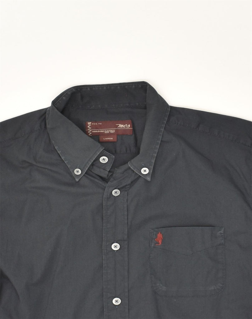 MARLBORO CLASSICS Mens Slim Shirt Large Grey Cotton | Vintage Marlboro Classics | Thrift | Second-Hand Marlboro Classics | Used Clothing | Messina Hembry 