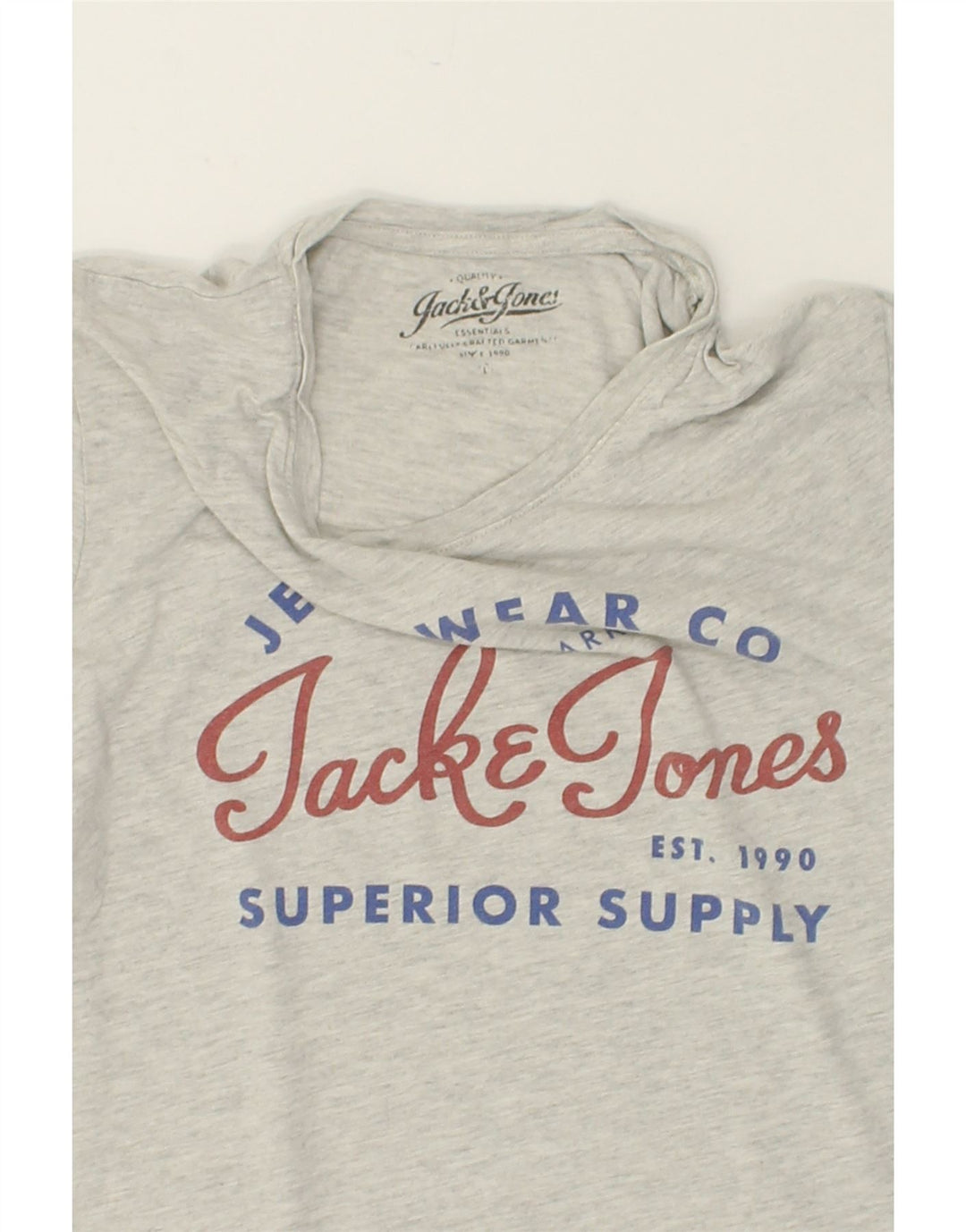 JACK & JONES Mens Graphic T-Shirt Top Large Grey Cotton | Vintage Jack & Jones | Thrift | Second-Hand Jack & Jones | Used Clothing | Messina Hembry 
